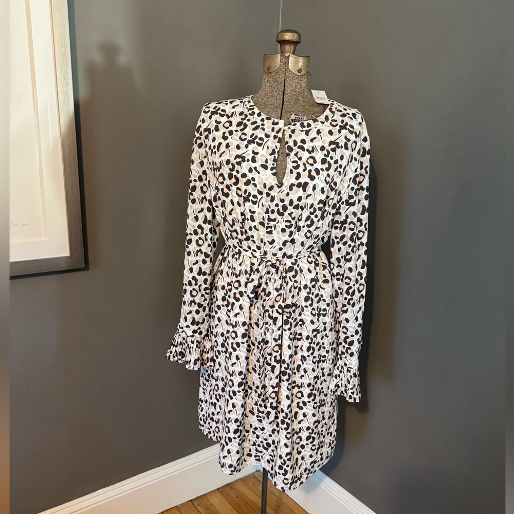 NWT LOFT cheetah print long sleeve dress size L